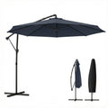 10 ft Offset Patio Umbrella with Cover, Hanging Cantilever Umbrella with 360Â° Rotation, Crank Handle, Tilt, Navy Blue - Cool Brand Designs