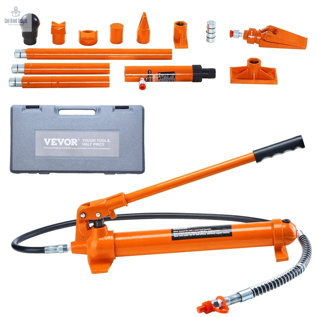 10 Ton Porta Power Kit, Portable Hydraulic Jack with 4.6 ft/1.4 m Oil Hose, Auto Body Frame Repair Kit with Storage Case for Car Repair, Truck, Farm - Cool Brand Designs