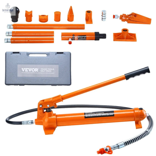 10 Ton Porta Power Kit, Portable Hydraulic Jack with 4.6 ft/1.4 m Oil Hose, Auto Body Frame Repair Kit with Storage Case for Car Repair, Truck, Farm - Cool Brand Designs
