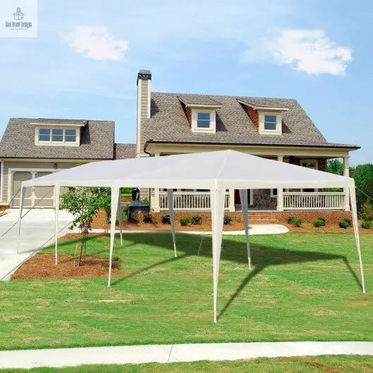 10 x 30 Feet Gazebo Canopy Tent with Connection Stakes and Wind Ropes - Color: White - Cool Brand Designs