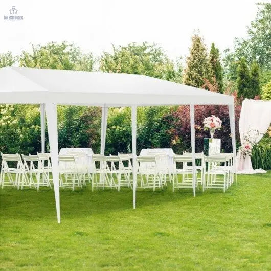 10 x 30 Feet Gazebo Canopy Tent with Connection Stakes and Wind Ropes - Color: White - Cool Brand Designs