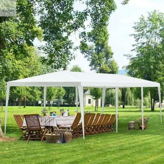 10 x 30 Feet Gazebo Canopy Tent with Connection Stakes and Wind Ropes - Color: White - Cool Brand Designs