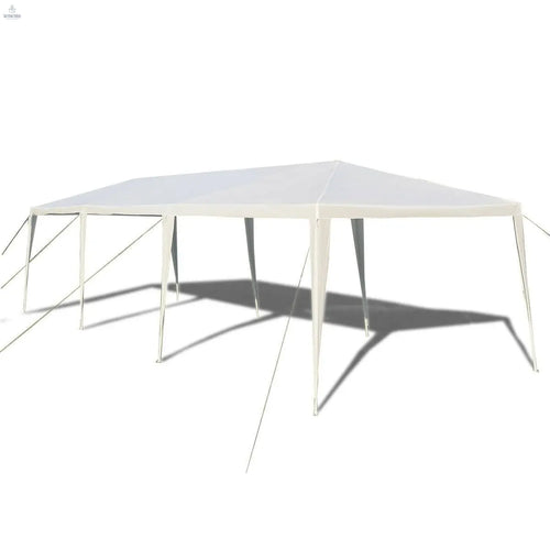 10 x 30 Feet Gazebo Canopy Tent with Connection Stakes and Wind Ropes - Color: White - Cool Brand Designs