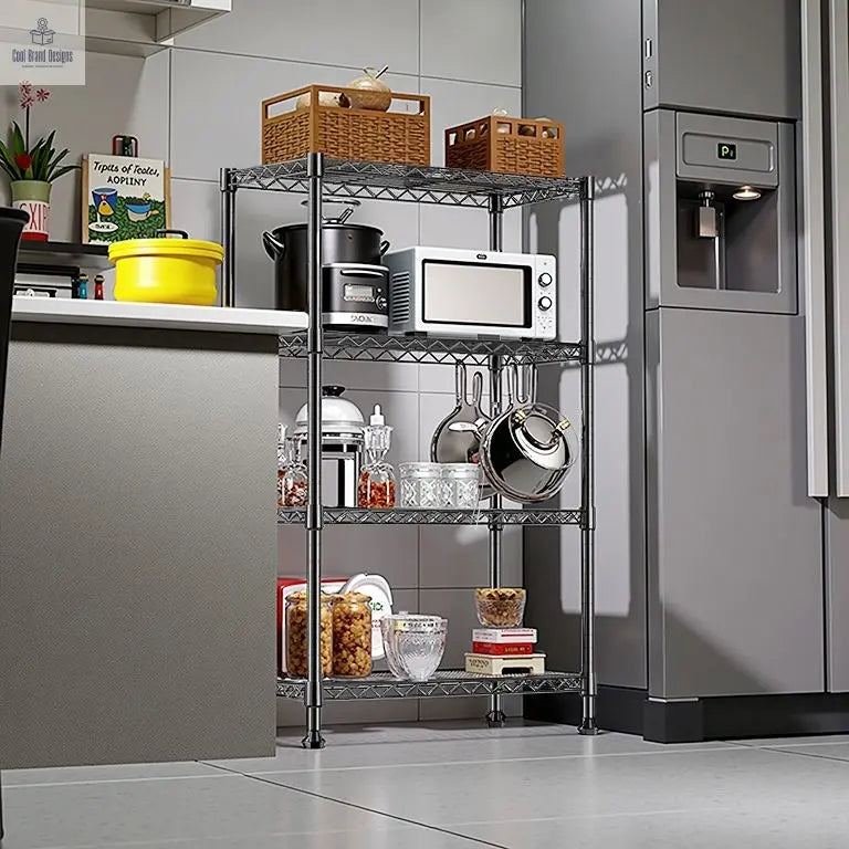1000 lbs Storage Shelving 4-Tier Utility Shelving Unit Steel Organizer Wire Rack for Home,Kitchen,Office,Chrome (13.7" D x 23.6" W x 53.4" H) - Cool Brand Designs