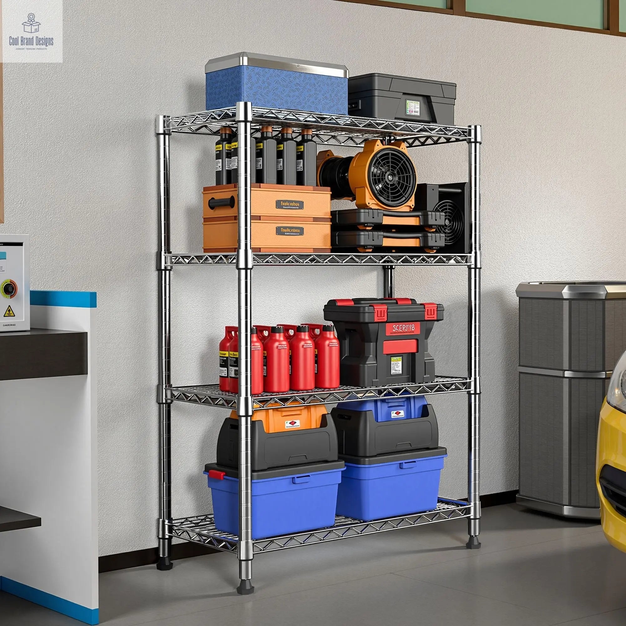 1000 lbs Storage Shelving 4-Tier Utility Shelving Unit Steel Organizer Wire Rack for Home,Kitchen,Office,Chrome (13.7" D x 23.6" W x 53.4" H) - Cool Brand Designs