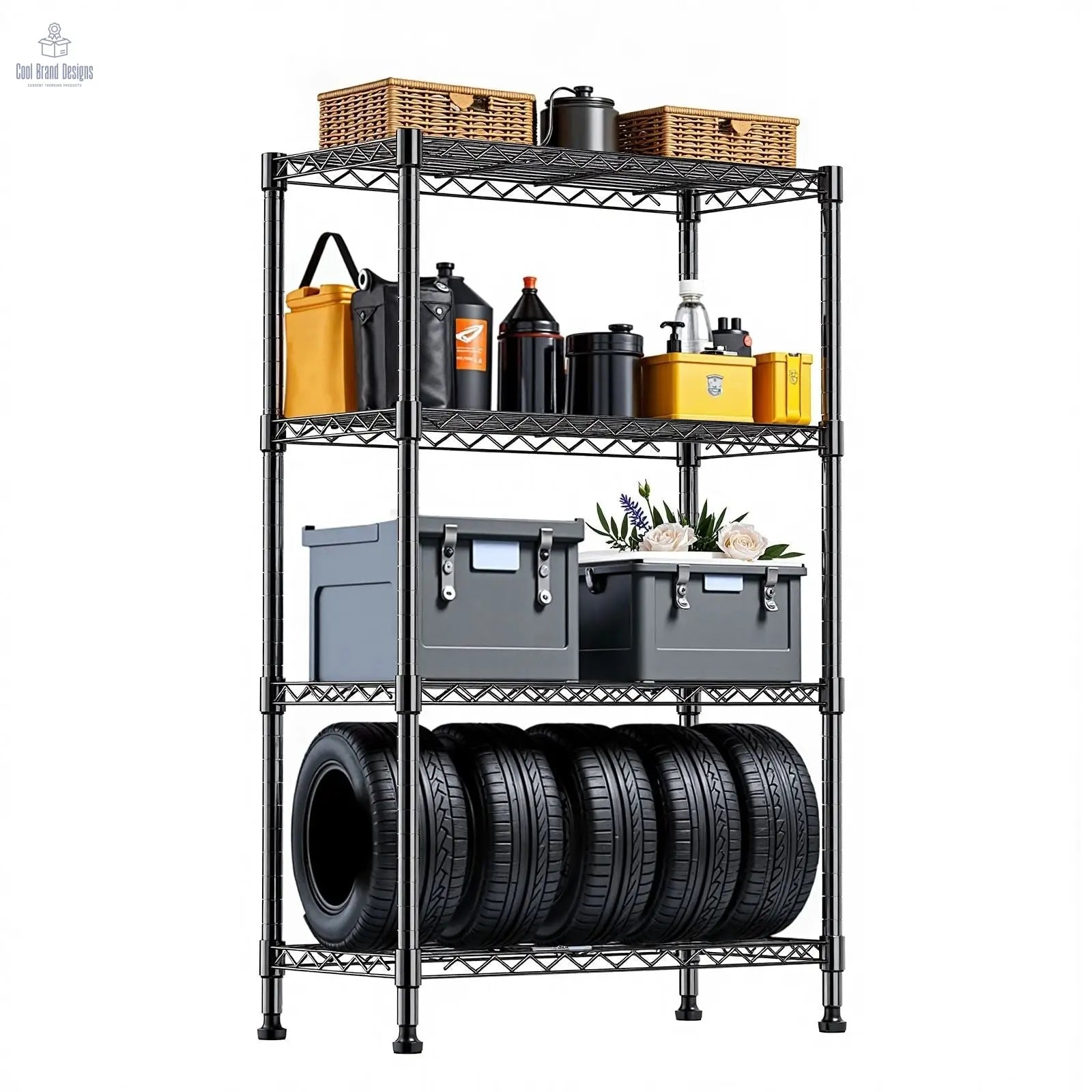 1000 lbs Storage Shelving 4-Tier Utility Shelving Unit Steel Organizer Wire Rack for Home,Kitchen,Office,Chrome (13.7" D x 23.6" W x 53.4" H) - Cool Brand Designs