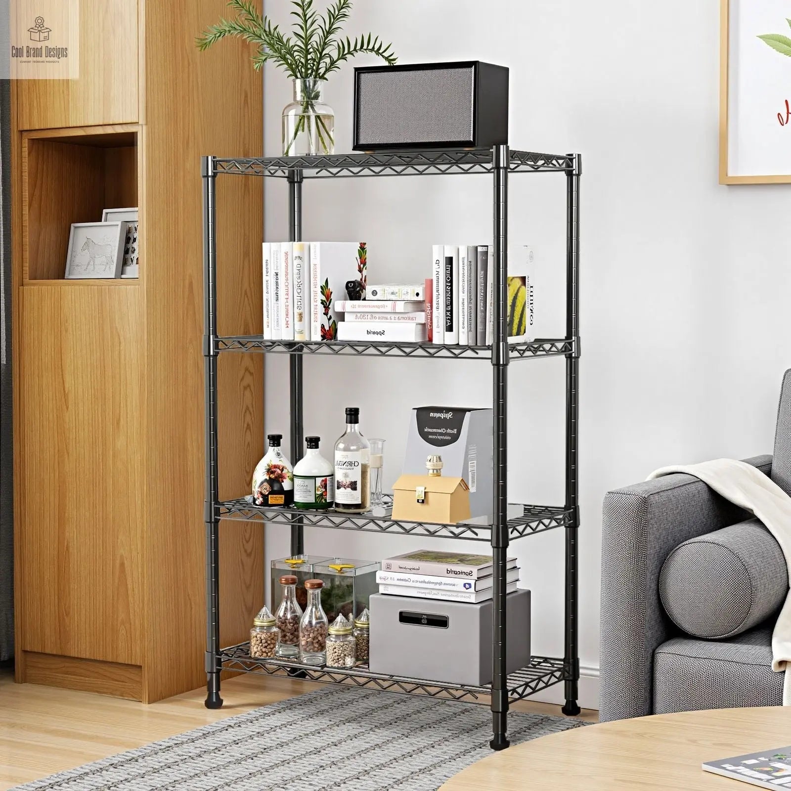 1000 lbs Storage Shelving 4-Tier Utility Shelving Unit Steel Organizer Wire Rack for Home,Kitchen,Office,Chrome (13.7" D x 23.6" W x 53.4" H) - Cool Brand Designs