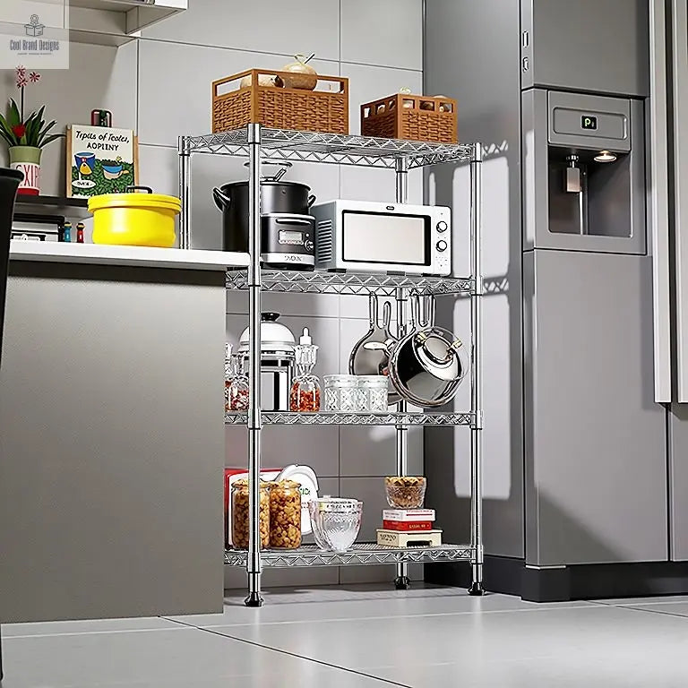 1000 lbs Storage Shelving 4-Tier Utility Shelving Unit Steel Organizer Wire Rack for Home,Kitchen,Office,Chrome (13.7" D x 23.6" W x 53.4" H) - Cool Brand Designs