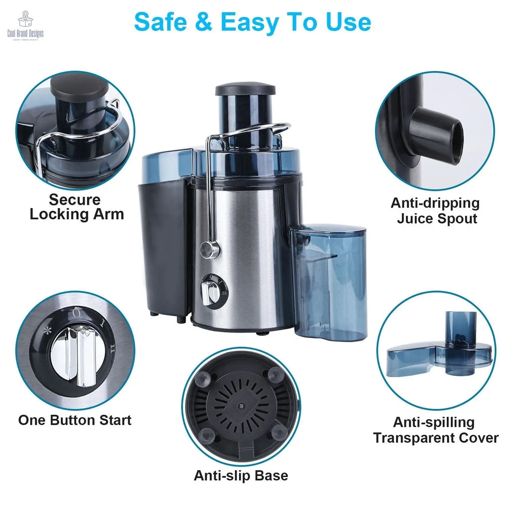 1000W Centrifugal Juicer Juice Extractor with 2 Speeds 3.6in Wide Feed Chute 17Oz Juicer Cup 54Oz Pulp Collector Electric Juicer for Fruits Vegetables - Cool Brand Designs