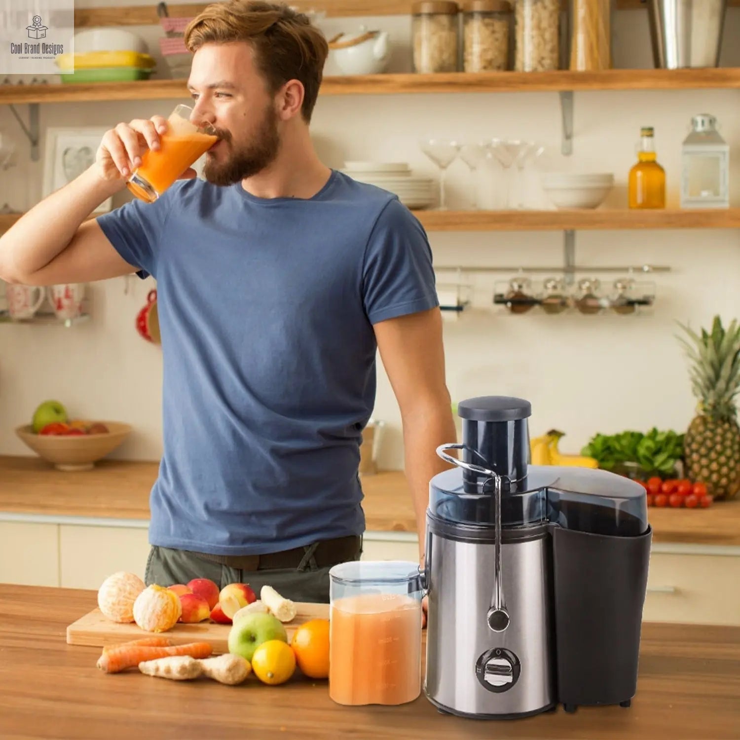 1000W Centrifugal Juicer Juice Extractor with 2 Speeds 3.6in Wide Feed Chute 17Oz Juicer Cup 54Oz Pulp Collector Electric Juicer for Fruits Vegetables - Cool Brand Designs