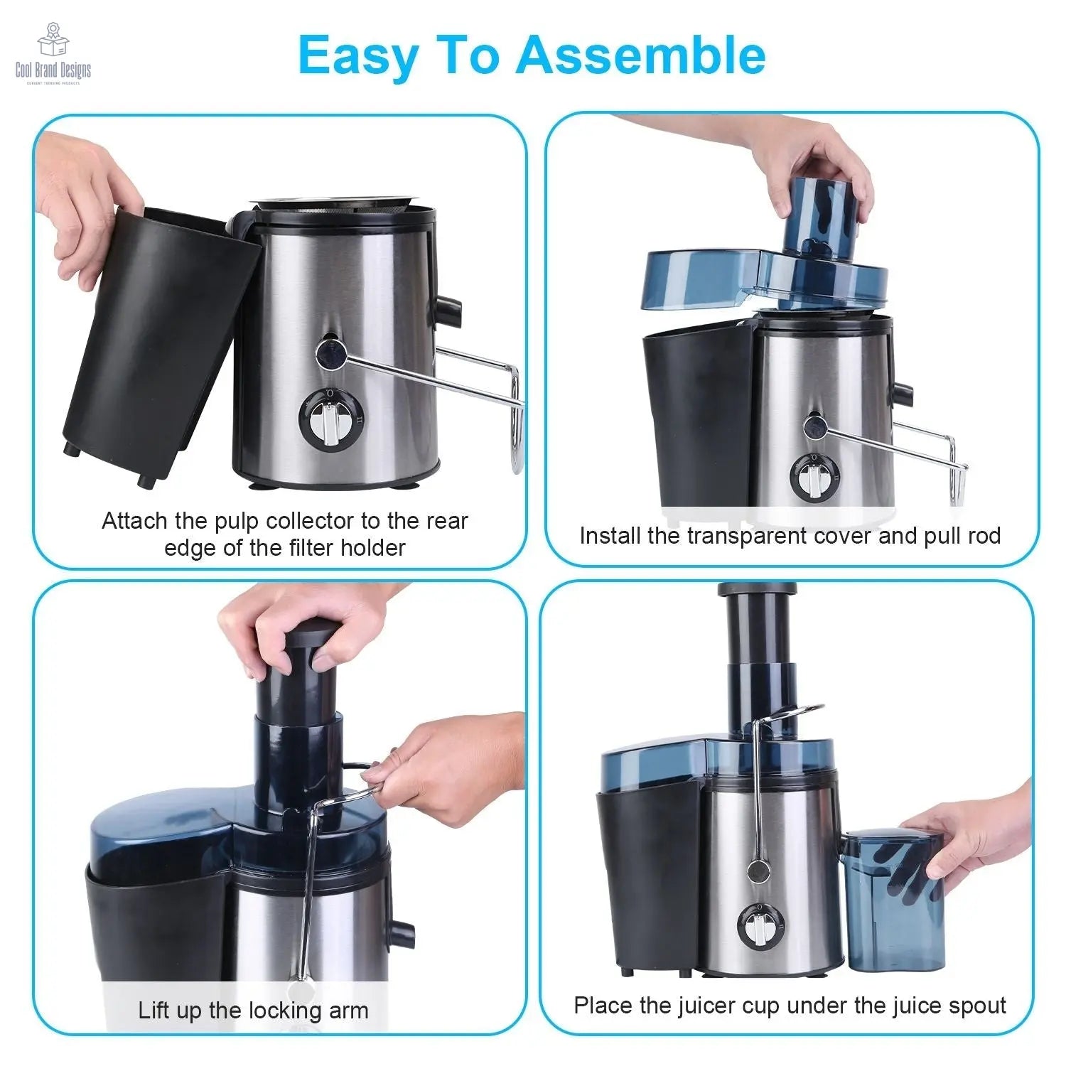 1000W Centrifugal Juicer Juice Extractor with 2 Speeds 3.6in Wide Feed Chute 17Oz Juicer Cup 54Oz Pulp Collector Electric Juicer for Fruits Vegetables - Cool Brand Designs