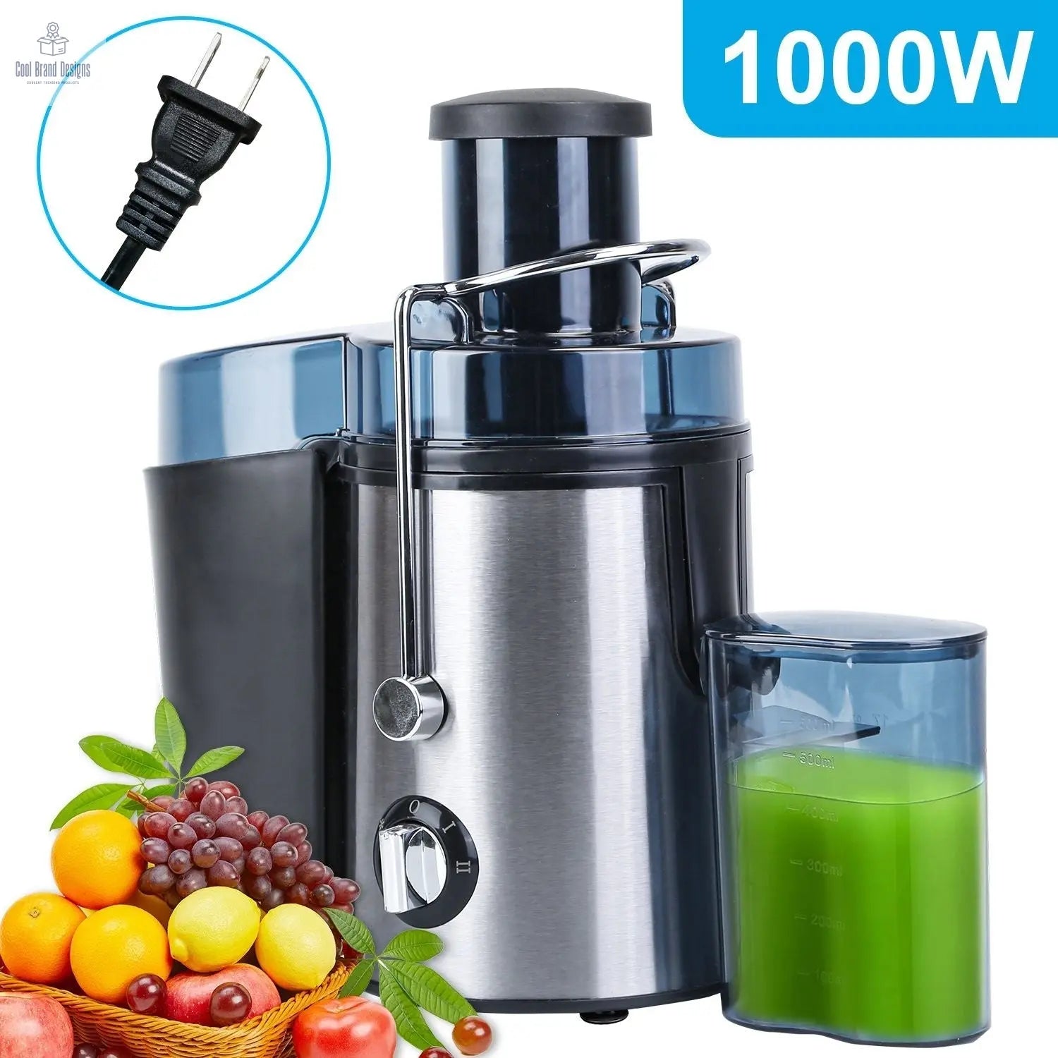 1000W Centrifugal Juicer Juice Extractor with 2 Speeds 3.6in Wide Feed Chute 17Oz Juicer Cup 54Oz Pulp Collector Electric Juicer for Fruits Vegetables - Cool Brand Designs