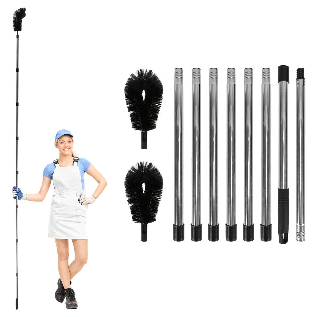10.5FT Gutter Cleaning Brush With Telescoping Handle Rain Gutter Cleaner Extendable Gutter Cleaning Tool From The Ground with 2 Angled Brushes Anti-slip Gloves Goggles GPCT5351 - Cool Brand Designs