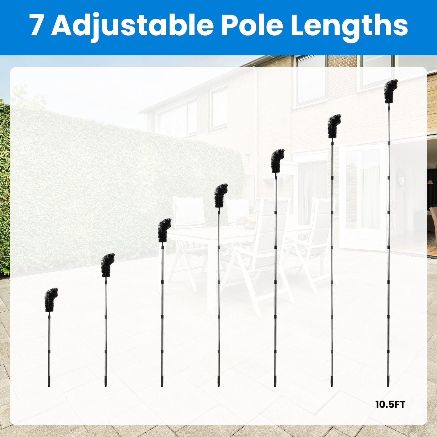 10.5FT Gutter Cleaning Brush With Telescoping Handle Rain Gutter Cleaner Extendable Gutter Cleaning Tool From The Ground with 2 Angled Brushes Anti-slip Gloves Goggles GPCT5351 - Cool Brand Designs