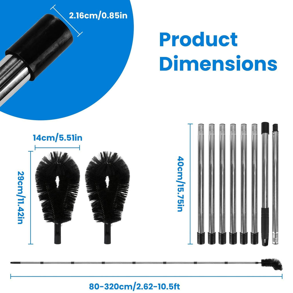 10.5FT Gutter Cleaning Brush With Telescoping Handle Rain Gutter Cleaner Extendable Gutter Cleaning Tool From The Ground with 2 Angled Brushes Anti-slip Gloves Goggles GPCT5351 - Cool Brand Designs