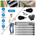10.5FT Gutter Cleaning Brush With Telescoping Handle Rain Gutter Cleaner Extendable Gutter Cleaning Tool From The Ground with 2 Angled Brushes Anti-slip Gloves Goggles GPCT5351 - Cool Brand Designs