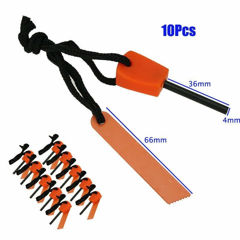10x Fire Starter Flint Steel Striker Survival Kit Ferro Rod Outdoor Camping Tool - Cool Brand Designs