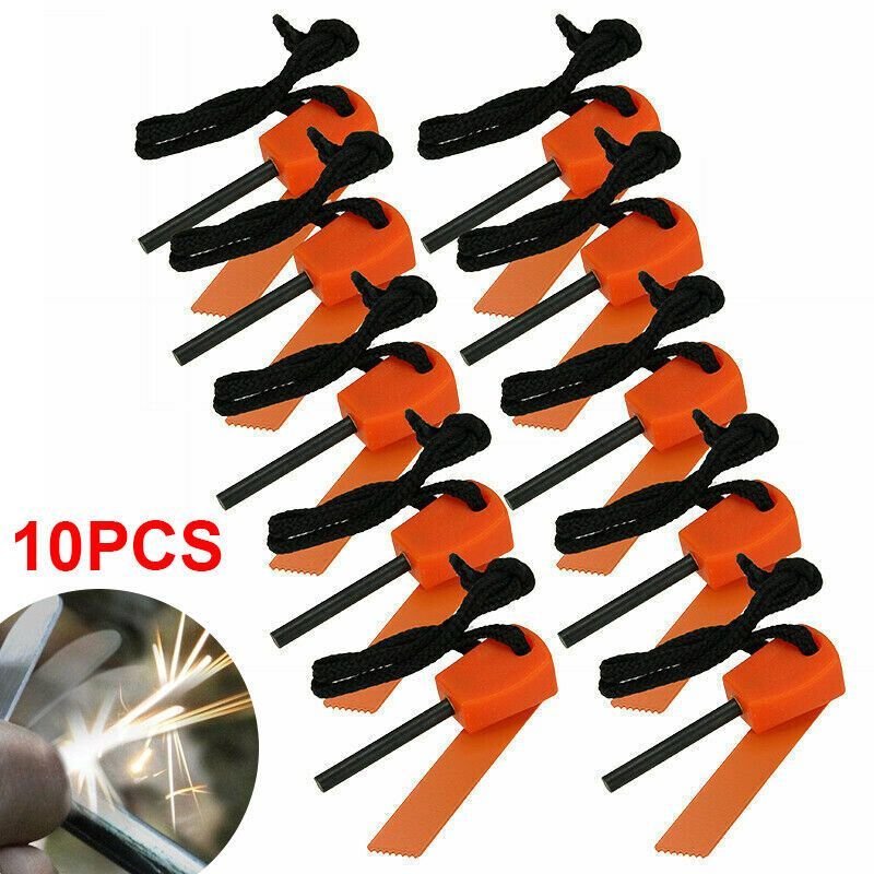 10x Fire Starter Flint Steel Striker Survival Kit Ferro Rod Outdoor Camping Tool - Cool Brand Designs