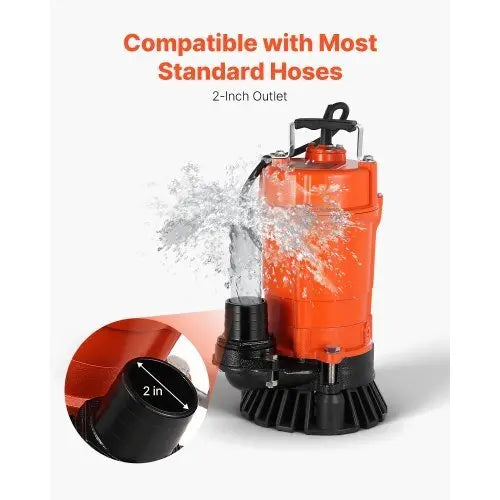 1/2 HP Submersible Trash Pump, 2000 GPH, 120V Cast Iron Submersible Sump Sewage Pump with 2 in Discharge, 39 ft Max Lift, Drain Dirty Clean Water, for Pools, Garden, Pond, Basement, Flooded Area - Cool Brand Designs