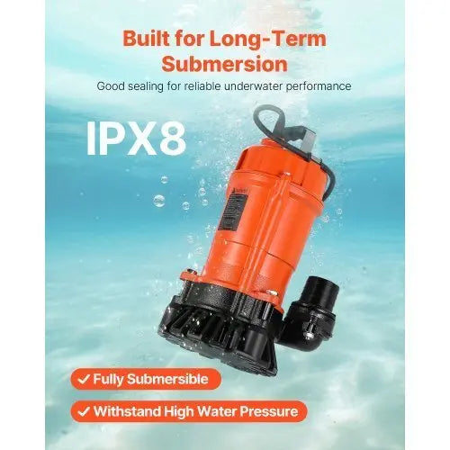1/2 HP Submersible Trash Pump, 2000 GPH, 120V Cast Iron Submersible Sump Sewage Pump with 2 in Discharge, 39 ft Max Lift, Drain Dirty Clean Water, for Pools, Garden, Pond, Basement, Flooded Area - Cool Brand Designs