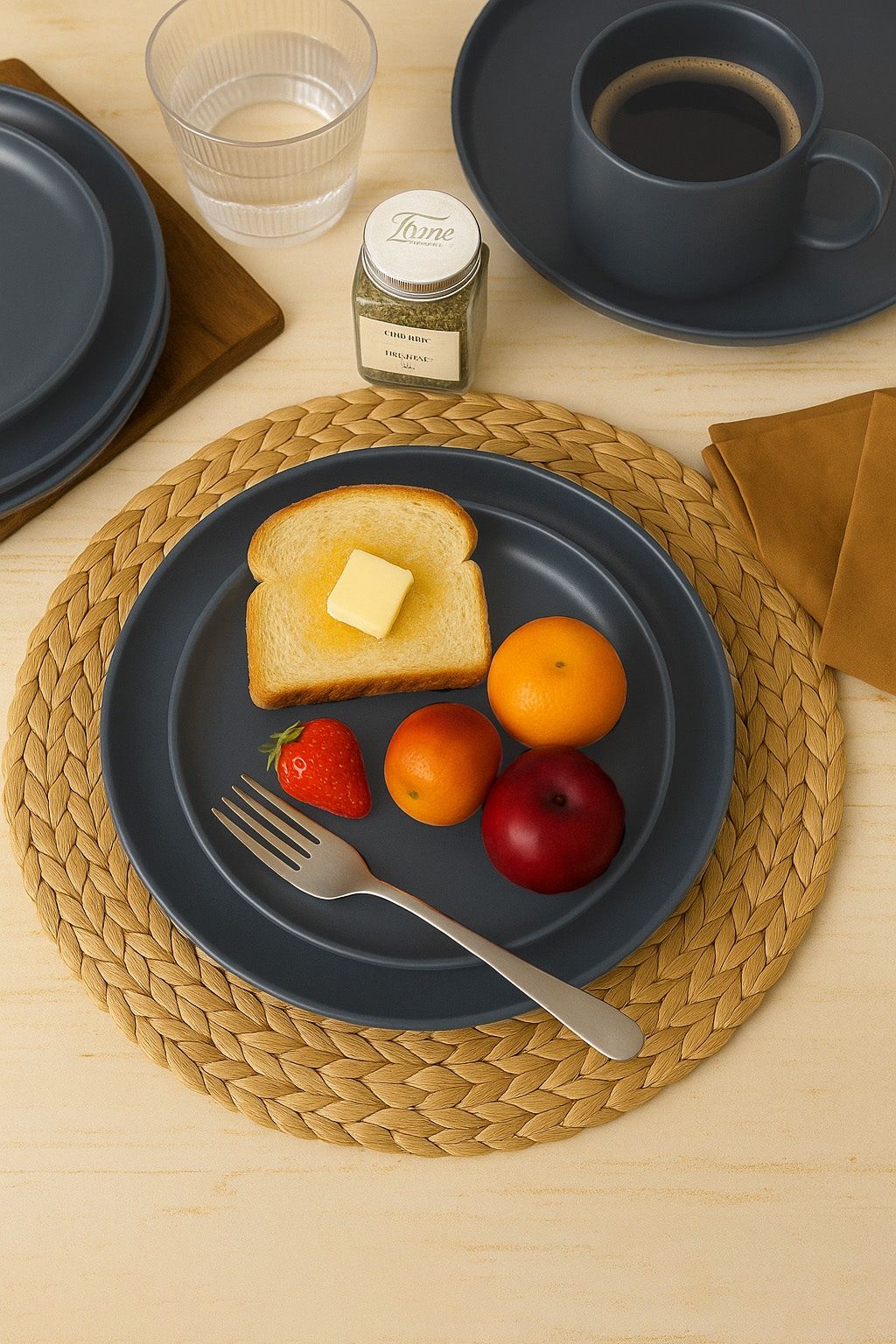 12-Piece Stoneware Dinner Plates Bowls Sets | Microwave & Dishwasher Safe | Non-Toxic Dinner Plates Bowls Set | Stackable Matte Glaze Kitchenware for 4 - Cool Brand Designs