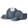 12-Piece Stoneware Dinner Plates Bowls Sets | Microwave & Dishwasher Safe | Non-Toxic Dinner Plates Bowls Set | Stackable Matte Glaze Kitchenware for 4 - Cool Brand Designs