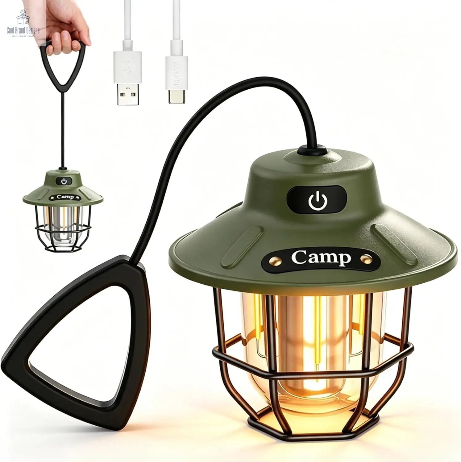 1200 Lumens Camping Lantern, Rechargeable LED Tent Light with 4 Light Modes, USB Portable Outdoor Flashlight for Camping, Hiking, Emergencies, Power Outages, SOS - Cool Brand Designs