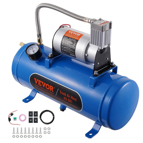 12V Air Compressor with Tank 1.6 Gallon/6 L, Train Horn Air Compressor, 120 psi Working Pressure Onboard Air Compressor System for Train Air Horns, Inflating Tires, Air Mattresses VEVOR