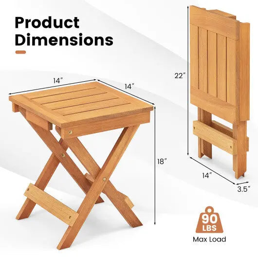 14 Inch Compact Folding Side Table with Slatted Tabletop - Color: Natural Cool Brand Designs