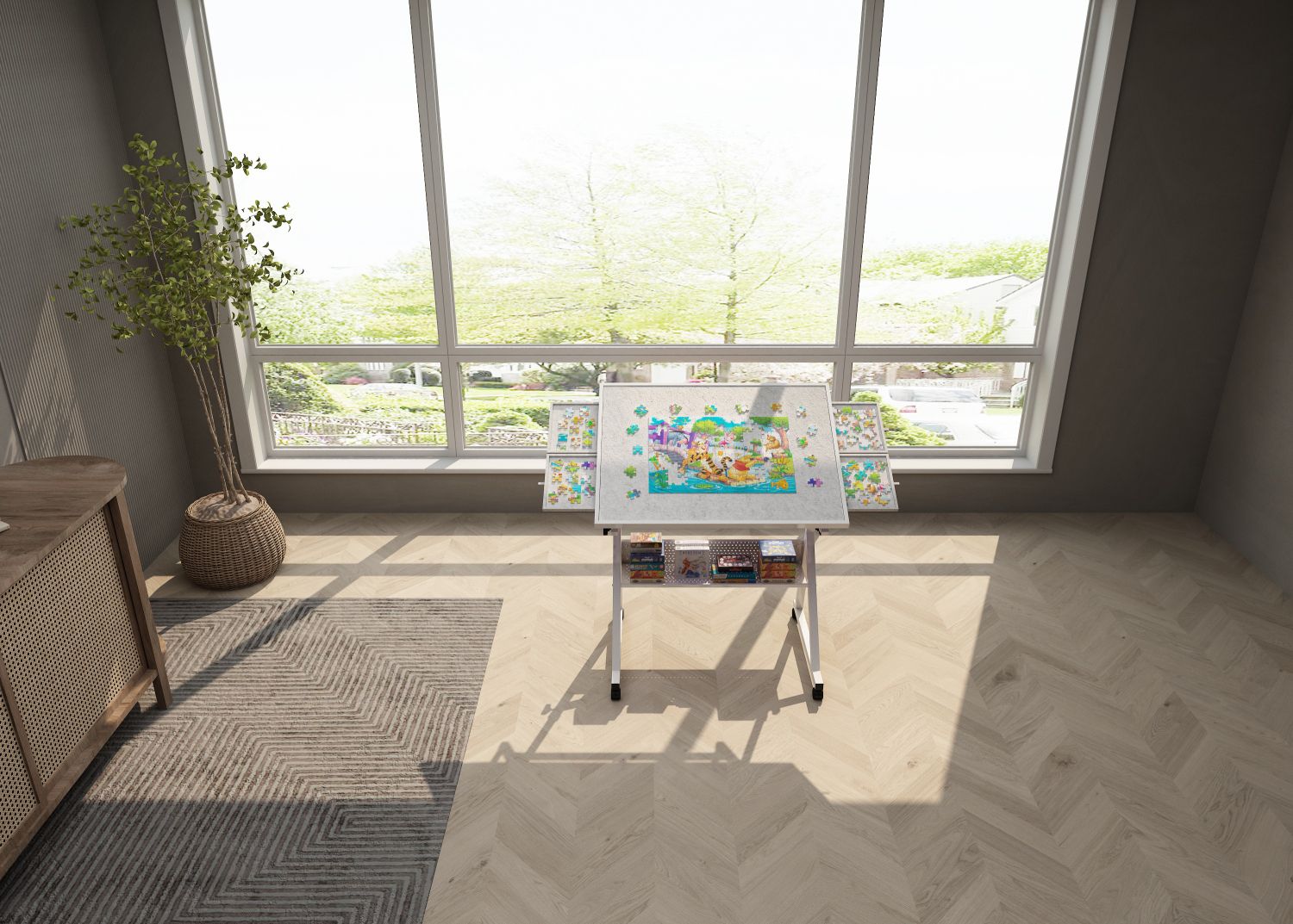 1500 pieces Jigsaw Puzzle metal Table board for adults gift with 4 trays(white) - Cool Brand Designs