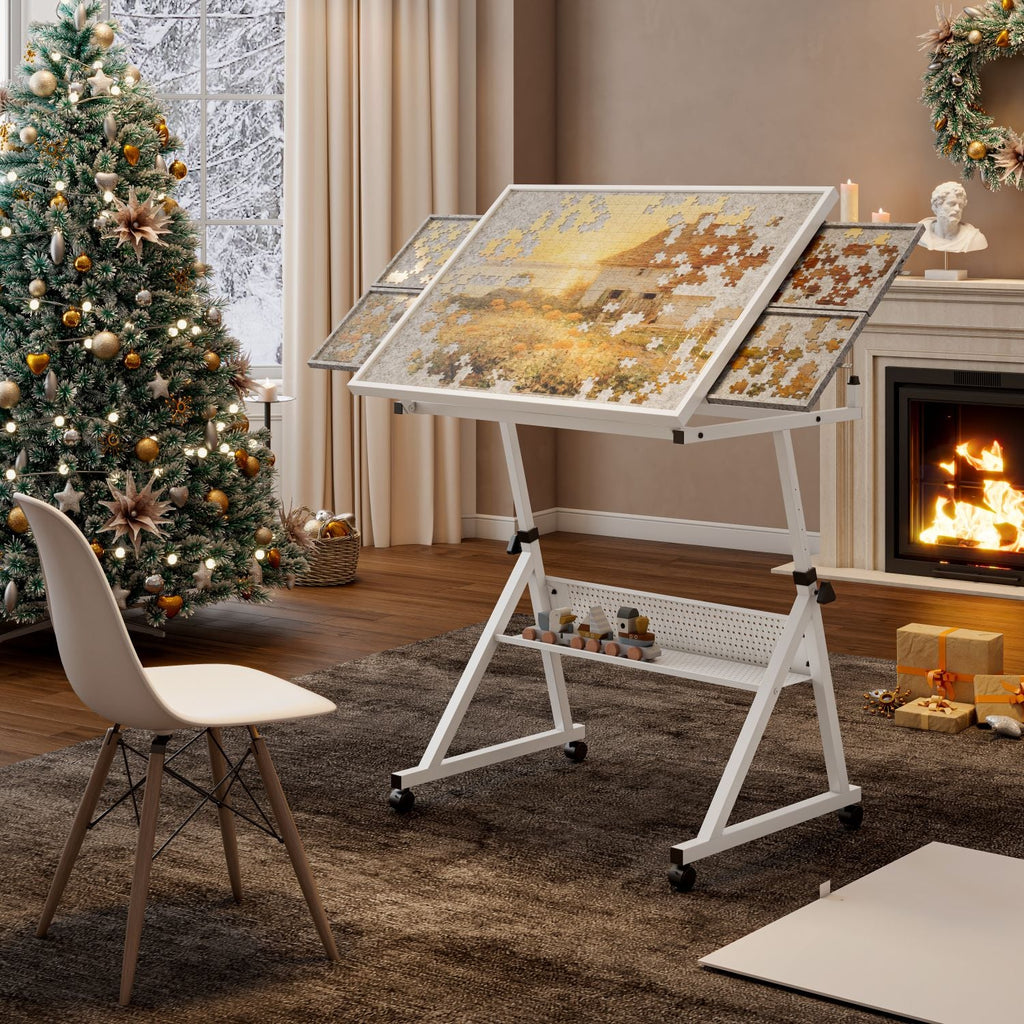 1500 pieces Jigsaw Puzzle metal Table board for adults gift with 4 trays(white) - Cool Brand Designs