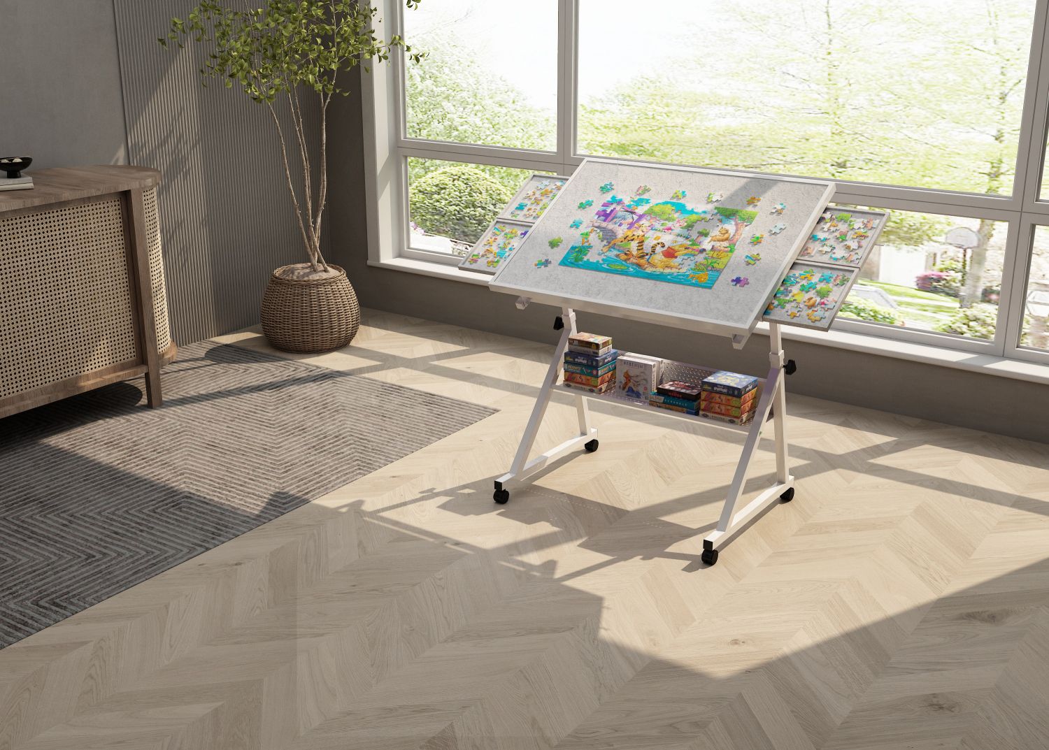 1500 pieces Jigsaw Puzzle metal Table board for adults gift with 4 trays(white) - Cool Brand Designs