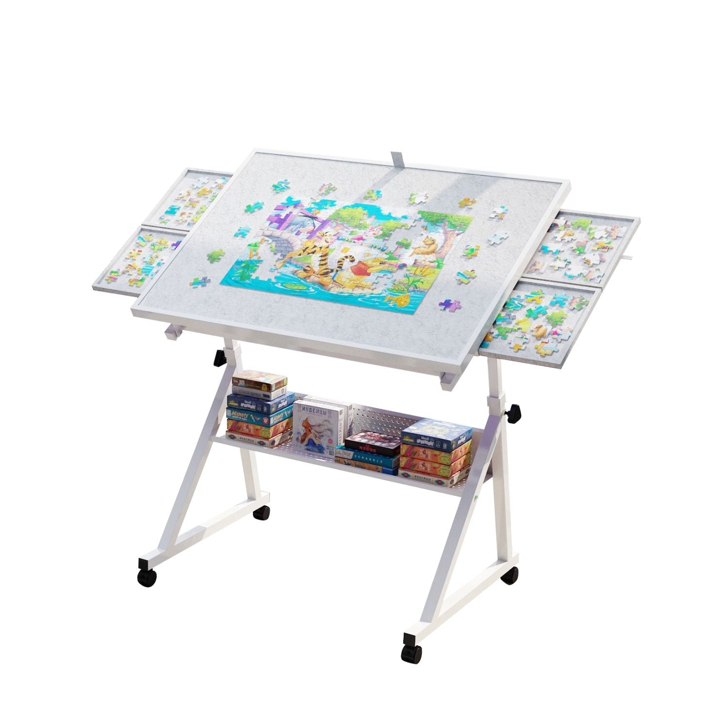 1500 pieces Jigsaw Puzzle metal Table board for adults gift with 4 trays(white) - Cool Brand Designs