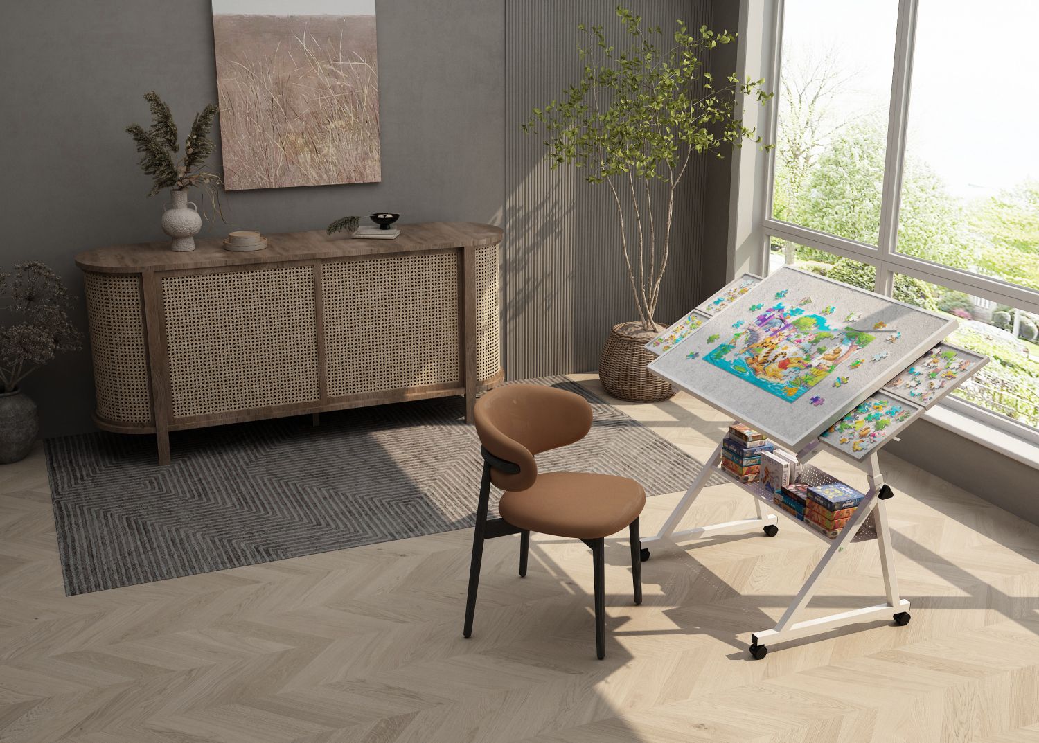 1500 pieces Jigsaw Puzzle metal Table board for adults gift with 4 trays(white) - Cool Brand Designs