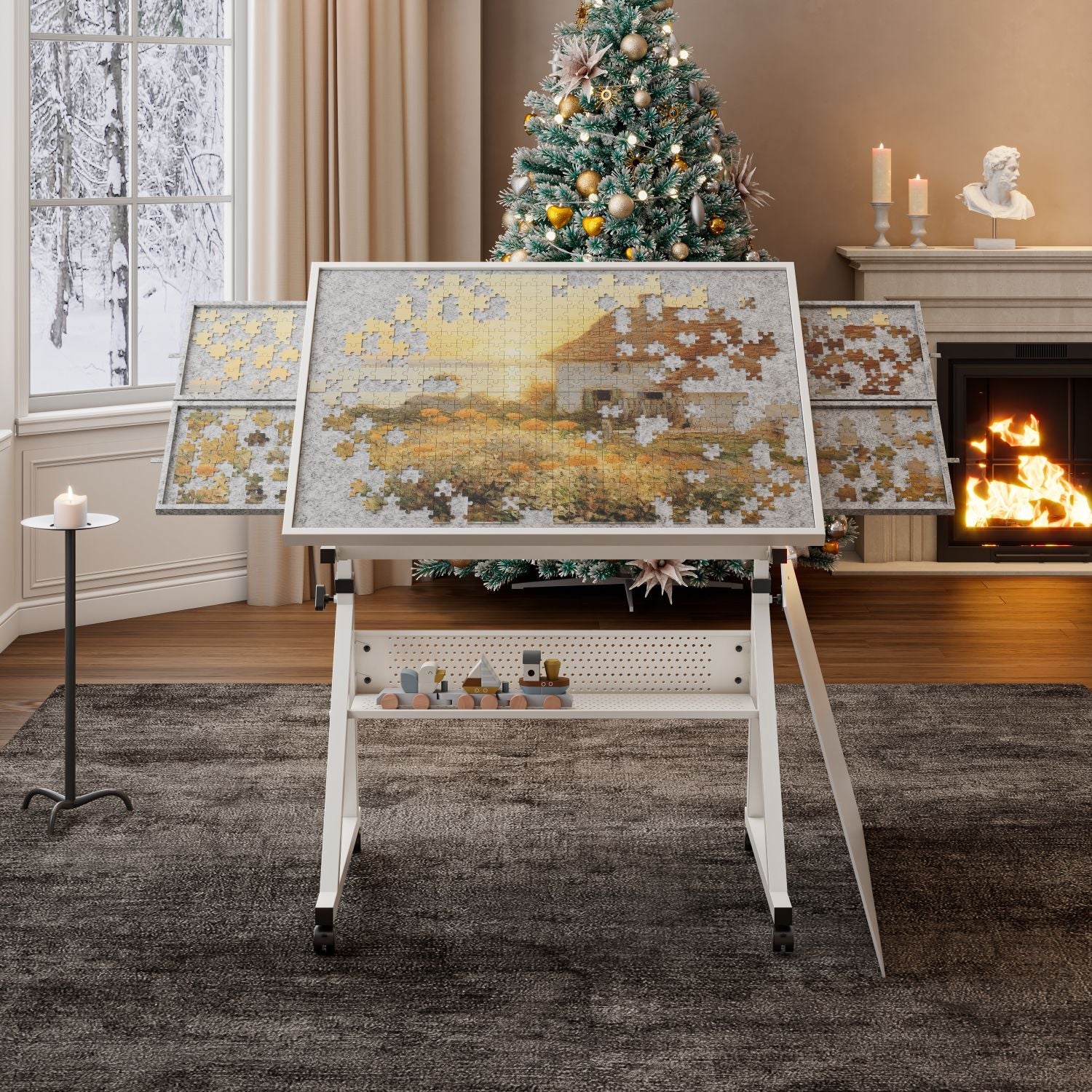 1500 pieces Jigsaw Puzzle metal Table board for adults gift with 4 trays(white) - Cool Brand Designs