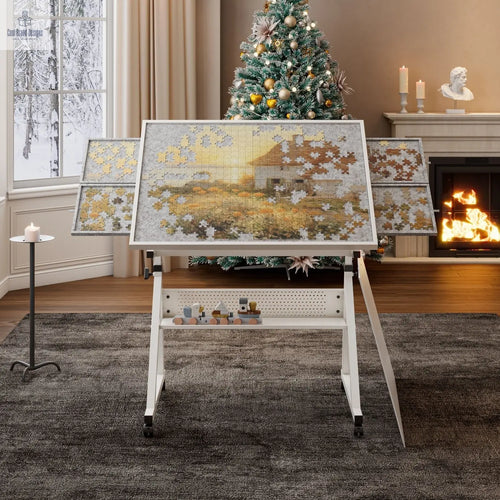 1500 pieces Jigsaw Puzzle metal Table board for adults gift with 4 trays(white) - Cool Brand Designs