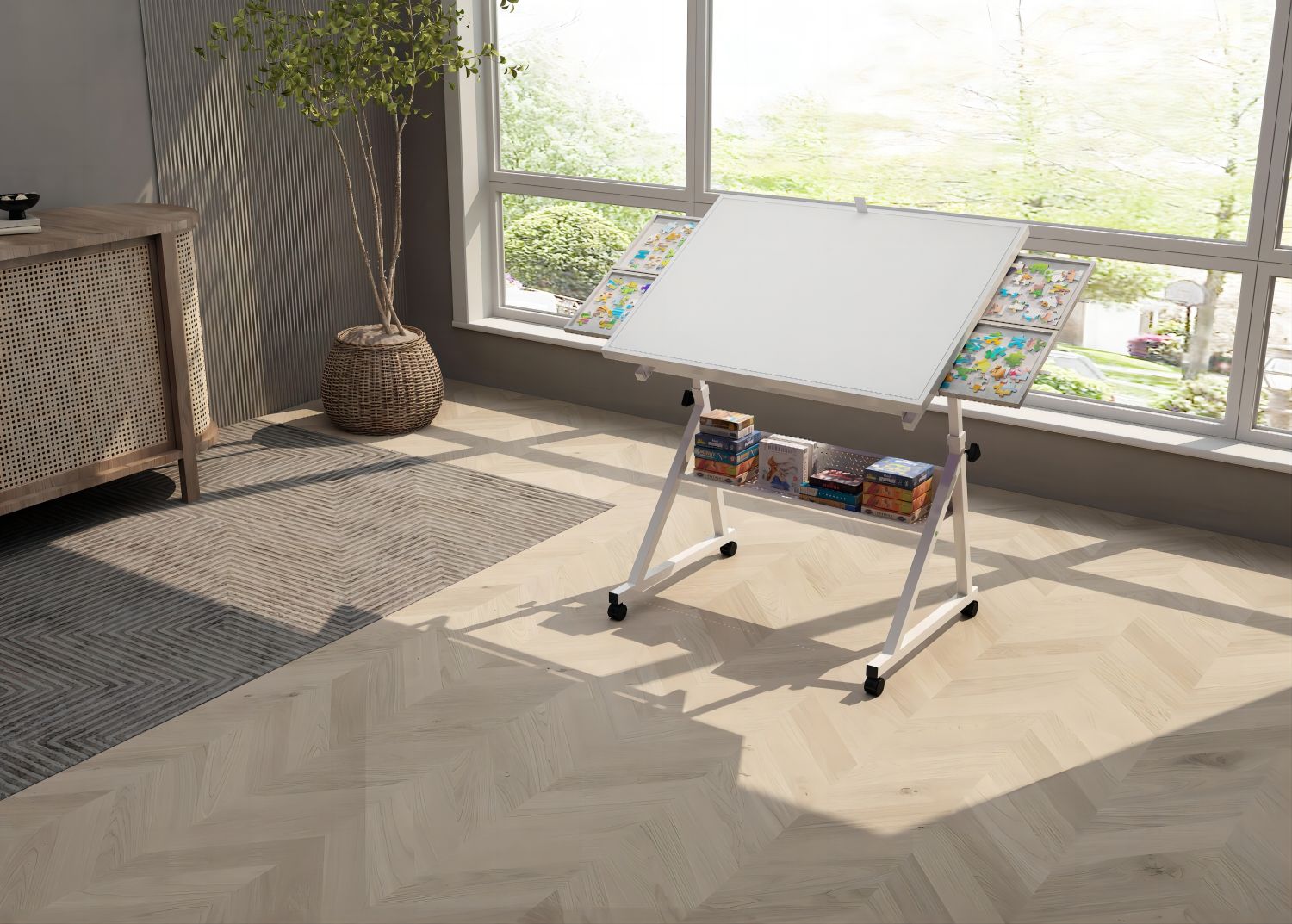 1500 pieces Jigsaw Puzzle metal Table board for adults gift with 4 trays(white) - Cool Brand Designs