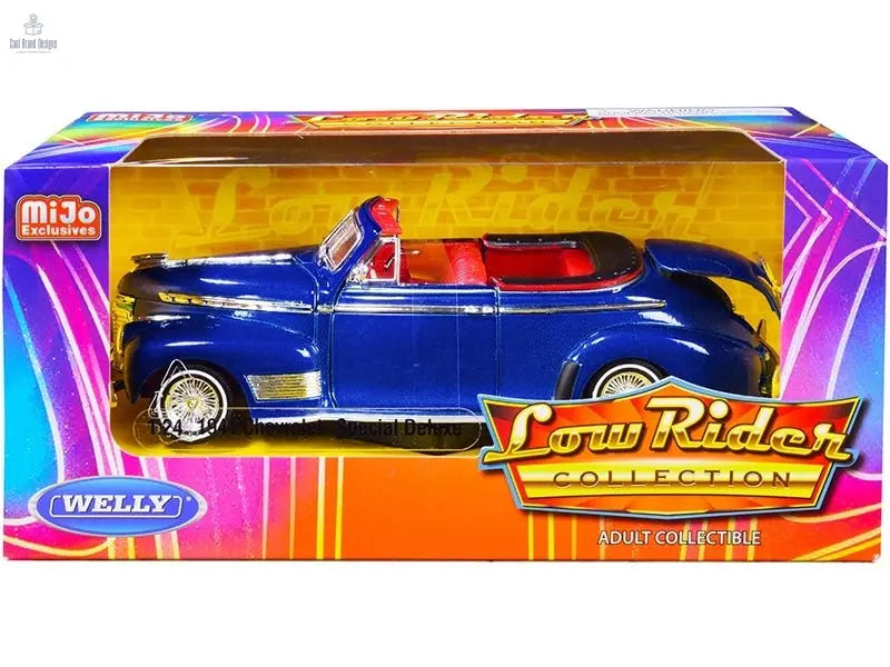 1941 Chevrolet Special Deluxe Convertible Candy Blue Metallic with Red Interior "Low Rider Collection" 1/24 Diecast Model Car by Welly - Cool Brand Designs