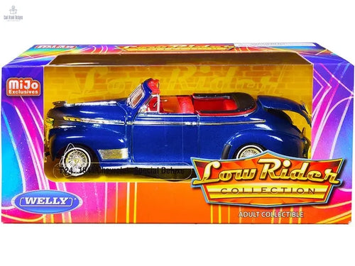 1941 Chevrolet Special Deluxe Convertible Candy Blue Metallic with Red Interior "Low Rider Collection" 1/24 Diecast Model Car by Welly - Cool Brand Designs