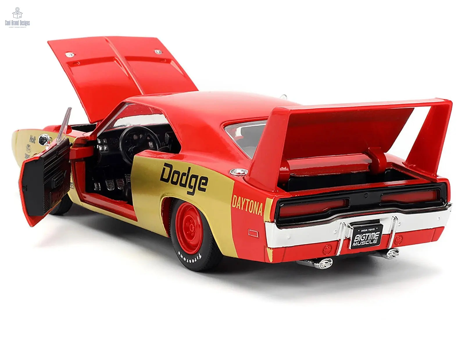 1969 Dodge Charger Daytona 33 Red and Gold Metallic with Graphics "Bigtime Muscle" Series 1/24 Diecast Model Car by Jada - Cool Brand Designs
