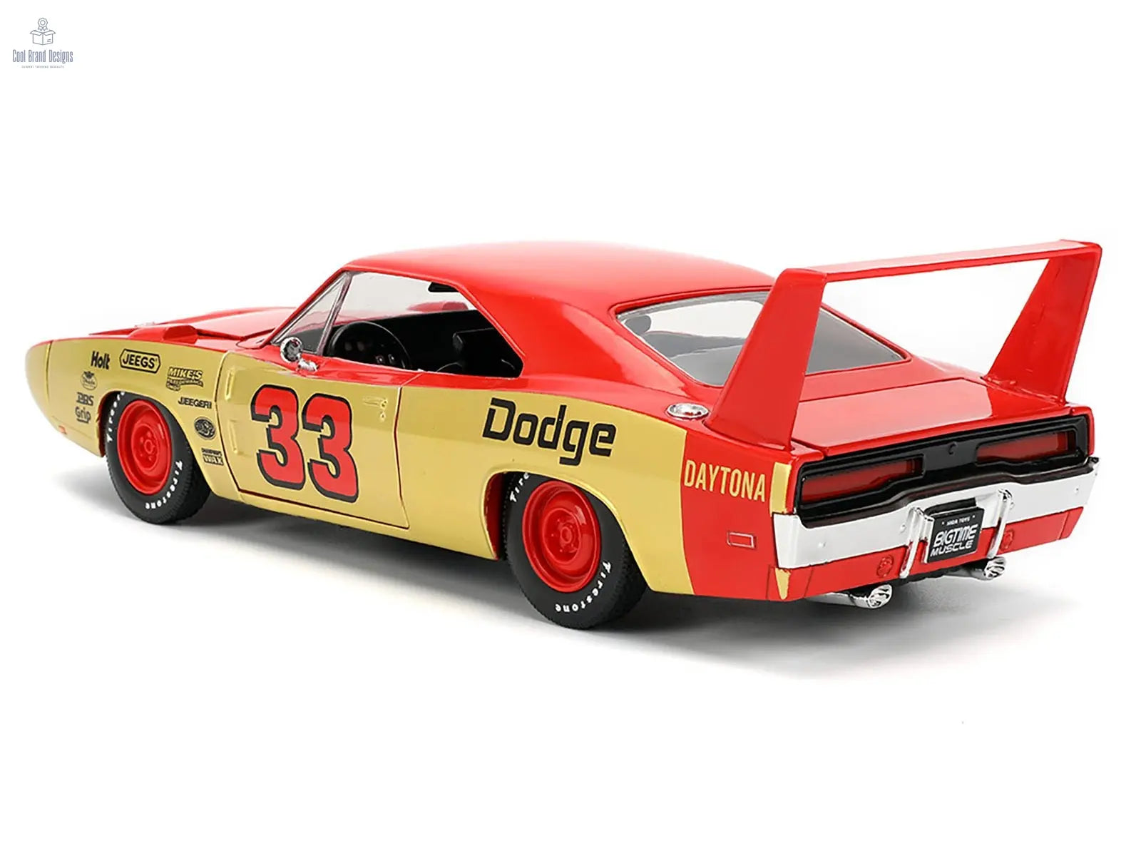 1969 Dodge Charger Daytona 33 Red and Gold Metallic with Graphics "Bigtime Muscle" Series 1/24 Diecast Model Car by Jada - Cool Brand Designs