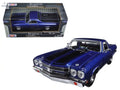 1970 Chevrolet El Camino SS 396 Dark Blue Metallic with Black Stripes 1/24 Diecast Model Car by Motormax Motormax