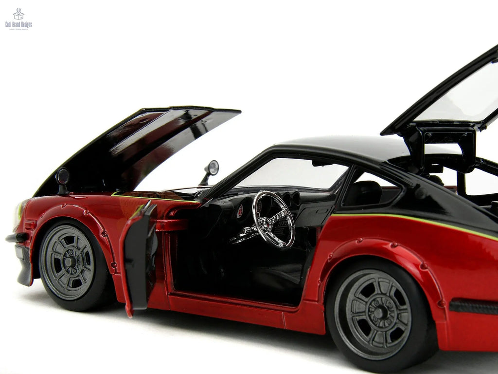 1972 Datsun 240Z Black and Red Metallic with Graphics "Fast X" (2023) Movie "Fast & Furious" Series 1/24 Diecast Model Car by Jada - Cool Brand Designs