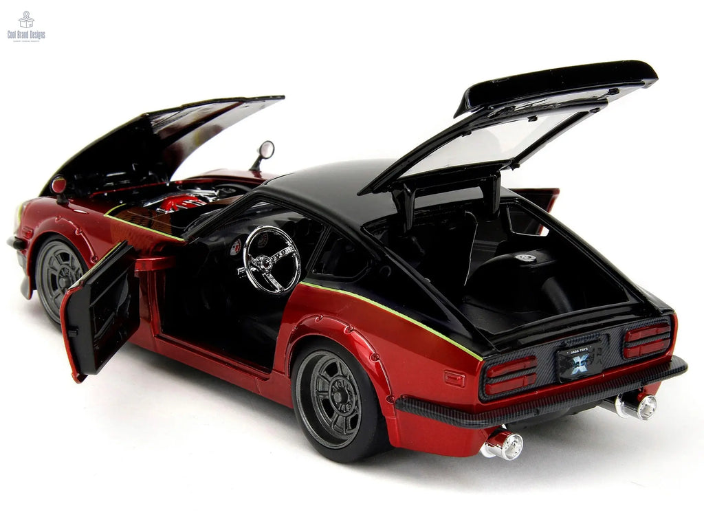 1972 Datsun 240Z Black and Red Metallic with Graphics "Fast X" (2023) Movie "Fast & Furious" Series 1/24 Diecast Model Car by Jada - Cool Brand Designs