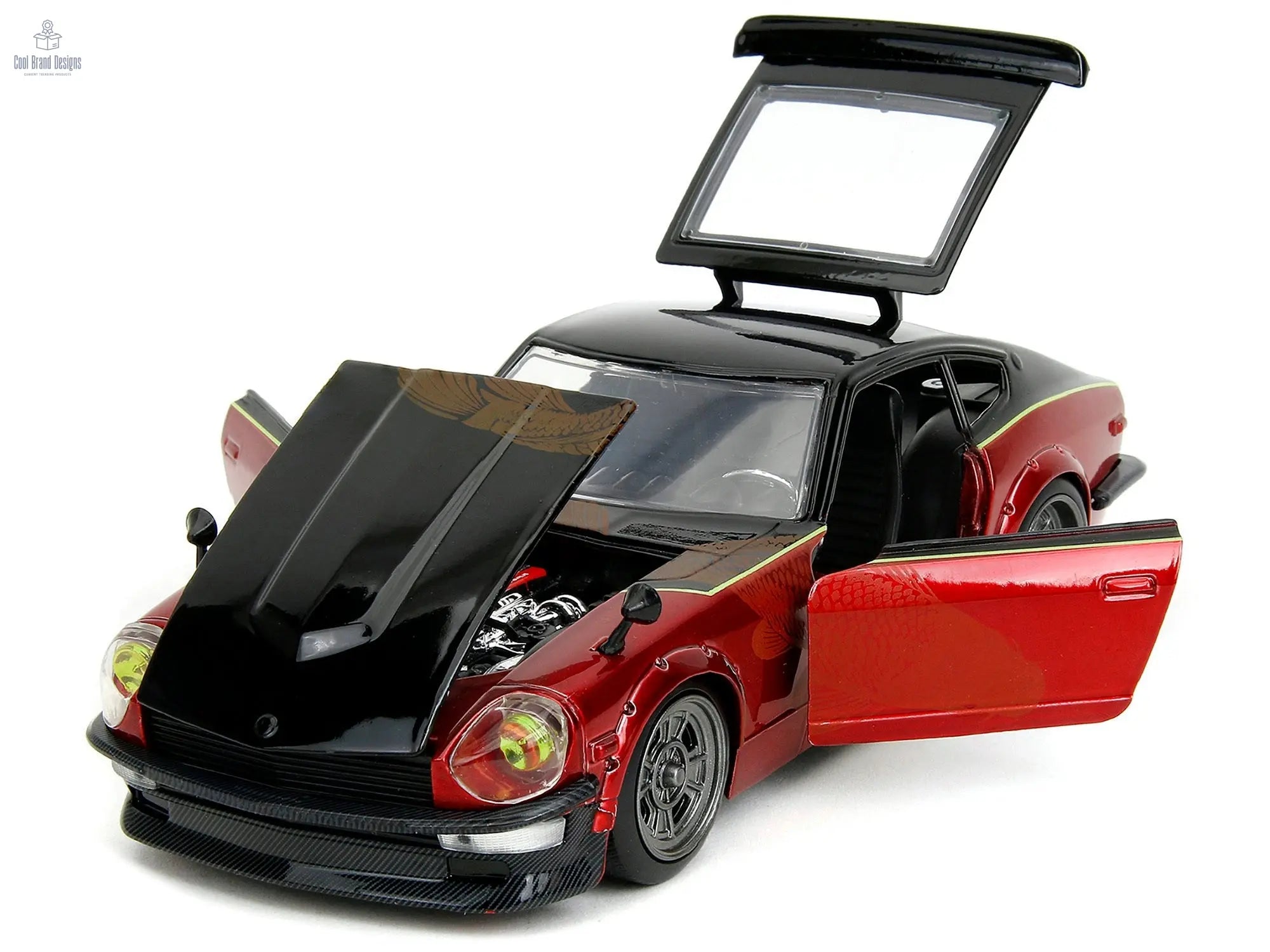 1972 Datsun 240Z Black and Red Metallic with Graphics "Fast X" (2023) Movie "Fast & Furious" Series 1/24 Diecast Model Car by Jada - Cool Brand Designs