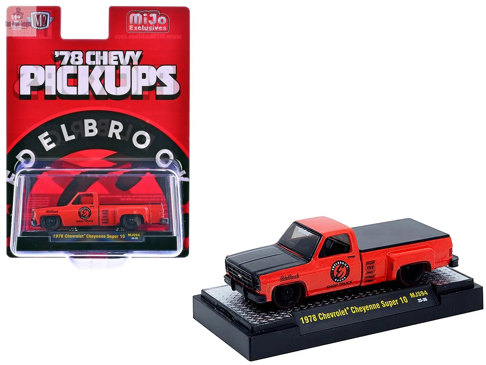 1978 Chevrolet Cheyenne Super 10 Pickup Truck "Edelbrock" Red with Black Hood Limited Edition to 9900 pieces Worldwide 1/64 Diecast Model Car by M2 Machines - Cool Brand Designs