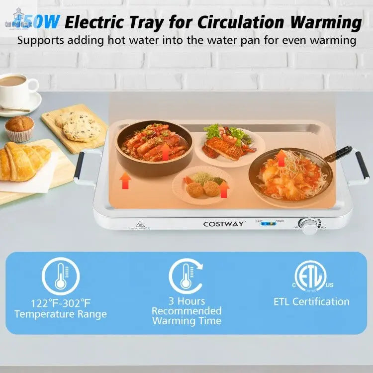 2 in 1 Electric Warming Tray with Temperature Control - Cool Brand Designs