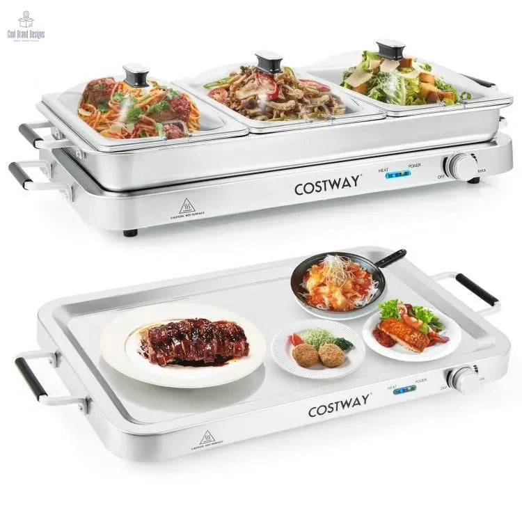 2 in 1 Electric Warming Tray with Temperature Control - Cool Brand Designs