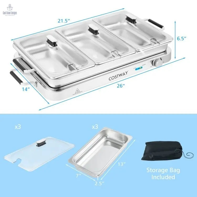 2 in 1 Electric Warming Tray with Temperature Control - Cool Brand Designs