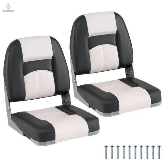 2 - Pack Boat Seats with Thick Sponge Padding and Fixing Bolts - Gray - Cool Brand Designs